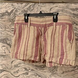 LOFT Tan and Pink Striped Women's Bermudas